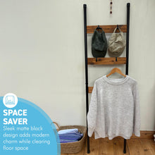 Load image into Gallery viewer, Wall Mounted Clothes Rail Industrial Black Steel Hanging Rack 160cm Minimalist