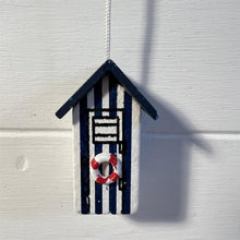 Load image into Gallery viewer, Dark Blue beach hut light pull | Nautical Theme Wooden Beach Hut Cord Pull Light Pulls