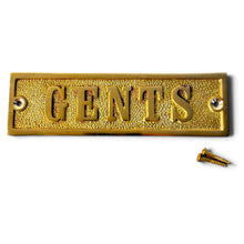 Load image into Gallery viewer, The Polished Brass Gents Sign – A Solid Cast Brass Toilet Door Plaque