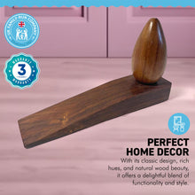 Load image into Gallery viewer, WOODEN WEDGE DOOR STOP WITH OVOID SHAPE TOP | Door Wedge | Wooden Ovoid| Door Accessories | Floor Door Stop | Door Stoppers | Natural Materials