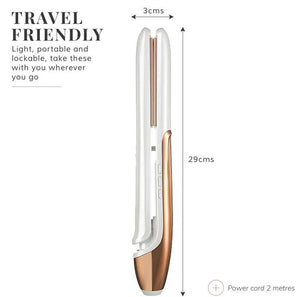 Lily England CERAMIC HAIR STRAIGHTENERS - 2 in 1 Hair Straightener and Curler, Fast Heating Plates, 100-230℃ Adjustable Temperature - Hair Straighteners & Curlers in One, White & Rose Gold