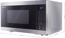 Load image into Gallery viewer, SHARP YC-MG81U-S 28 Litre 900W Digital Microwave with 1100W Grill, 11 power levels, ECO Mode, defrost function, LED cavity light – Silver