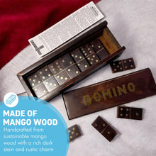 Load image into Gallery viewer, Wooden Domino Set in wooden box with Sliding Lid, includes premium domino pieces
