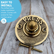 Load image into Gallery viewer, Premium Solid Brass Door Bell Push Button - Elegant and Durable Design for Home or Office Entrances