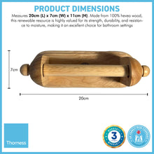Load image into Gallery viewer, WOODEN TOILET ROLL HOLDER | Made from 100% Hevea wood | Wooden bathroom accessories | Toilet roll holder for bathroom | 20cm (L) x 7cm (W) x 11cm (D)