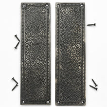 Load image into Gallery viewer, Set of 2 Ornate Inca Design Cast Iron Push Plates – Antique Style Decorative Door Hardware