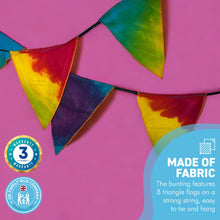 Load image into Gallery viewer, Rainbow colours fabric bunting | 8 flags | 50cm long | Garland for Garden Wedding Birthday Indoor Outdoor Party Decoration Festival | | Bohemian Bunting | Fair Trade
