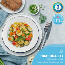 Load image into Gallery viewer, 26CM WHITE ENAMEL DINNER PLATE | Meal plate | Enamel plate | Large deep plate | Traditional dinner plate | Kitchen plate for pies, sides and dinner | 26cm diameter with 2.5cm depth