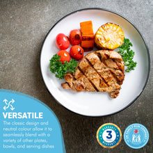 Load image into Gallery viewer, 18CM WHITE ENAMEL DINNER PLATE | Pasta and Rice plate | Enamel plate | Single plate | Traditional dinner plate | Kitchen plate for pies, sides and dinner | 18cm diameter with 3cm depth