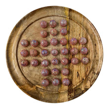 Load image into Gallery viewer, 30cm Diameter MANGO WOOD SOLITAIRE BOARD GAME with SPARKLING PRINCESS GLASS MARBLES | |classic wooden solitaire game | strategy board game | family board game | games for one | board games
