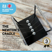 Load image into Gallery viewer, NEWTONS CRADLE Desk Gadget | Desk Toy | Science Gadget | Stress Relief Gadget | Meditation Accessories | Fun to Watch| Pendulum | Office Gadgets