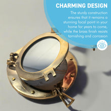 Load image into Gallery viewer, Nautical Brass Porthole Mirror - Wall Hanging Home Decor
