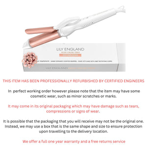 Pro Curling Tongs 34mm Ceramic Curling Wand for Short to Long Hairstyles - Easy to Use Hair Curler - 100°C -200°C Temperature, 2M Swivel Cord, Rose Gold by Lily England (34mm)