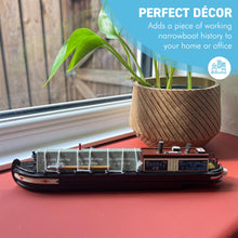 Load image into Gallery viewer, Detailed 20cm Wooden Model Canal Narrowboat Barge 'Ferret' | Fully Assembled, OO Gauge | Ideal Canal Boat & Narrowboat Gift
