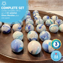 Load image into Gallery viewer, 30cm Diameter WOODEN SOLITAIRE BOARD GAME with JELLYFISH GLASS MARBLES | classic wooden solitaire game | strategy board game | family board game | games for one | board games