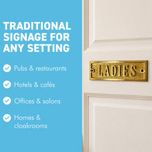 Load image into Gallery viewer, The Polished Brass Ladies Sign – A Solid Cast Brass Toilet Door Plaque