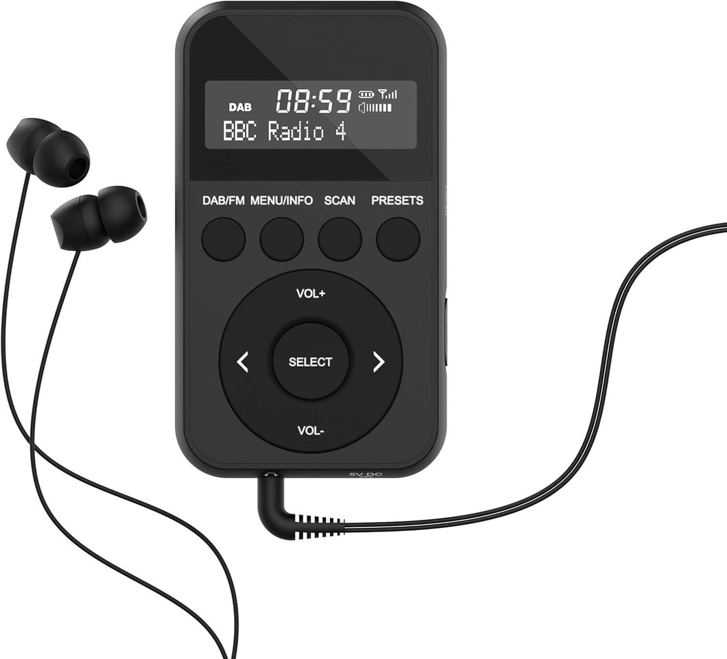 Majority Petersfield Go 2 Pocket Portable Radio, DAB radio with USB Charging | Headphones Included, Lockable Buttons, 20 Presets | DAB+ Radio Pocket Radio, Running Radio