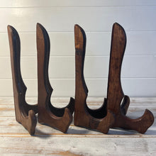 Load image into Gallery viewer, Set of Four, 25cm, 9.5 inch Folding Wooden Plate Stands - Salver, Photo Plate, Display Stand, Wooden Bracket, Picture Frame Holder