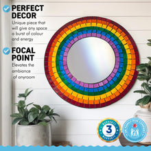 Load image into Gallery viewer, RAINBOW GLASS MOSAIC MIRROR | Mirror | Rainbow Colours | home Decor | Wall Mirror | Round Mirror | Circle | Mosaic Wall Mirror