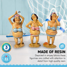 Load image into Gallery viewer, Set of 3 CUTE OLD DEARS resin FIGURINES | Seaside ornament | bathroom ornaments | beach figurine | 15cm (H) | Swimmer | Old Deer | Timeless Treasures