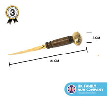 Load image into Gallery viewer, Brass RUGBY BALL LETTER OPENER wooden handle | Desk accessory | rugby Lovers gift |Envelope opener