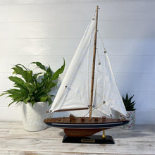 Load image into Gallery viewer, J Class Wooden ENDEAVOUR MODEL YACHT | Richly Detailed Endeavour Model | Yacht Ornaments | Sailing Yacht on a Display Stand | Sailing | Boats