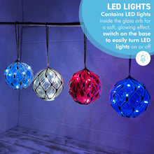 Load image into Gallery viewer, Set of 4 Glass Fishing Buoys Tiki Bar Lights with LED Lights, Nautical-Style Ornaments for Home Decor