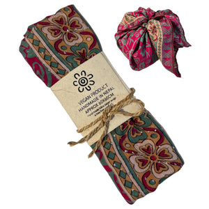SARI FABRIC GIFT WRAPPING CLOTH | 60cm X60 cm | Gift Wrapping | Eco Friendly Gift Wrap| Recycled Gift Wrap | Furoshiki Wrapping Fabric