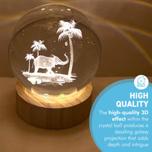 Load image into Gallery viewer, USB-Powered 3D Crystal Ball Night Light with Elephant Design - Ludosphere LED Lamp for Home Decor