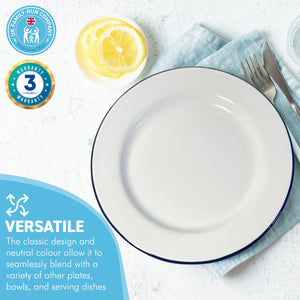 20cm WHITE ENAMEL DINNER PLATE | Pasta and Rice plate | Enamel plate | Single plate | Traditional dinner plate | Kitchen plate for pies, sides and dinner | 20cm diameter with 1.5cm depth