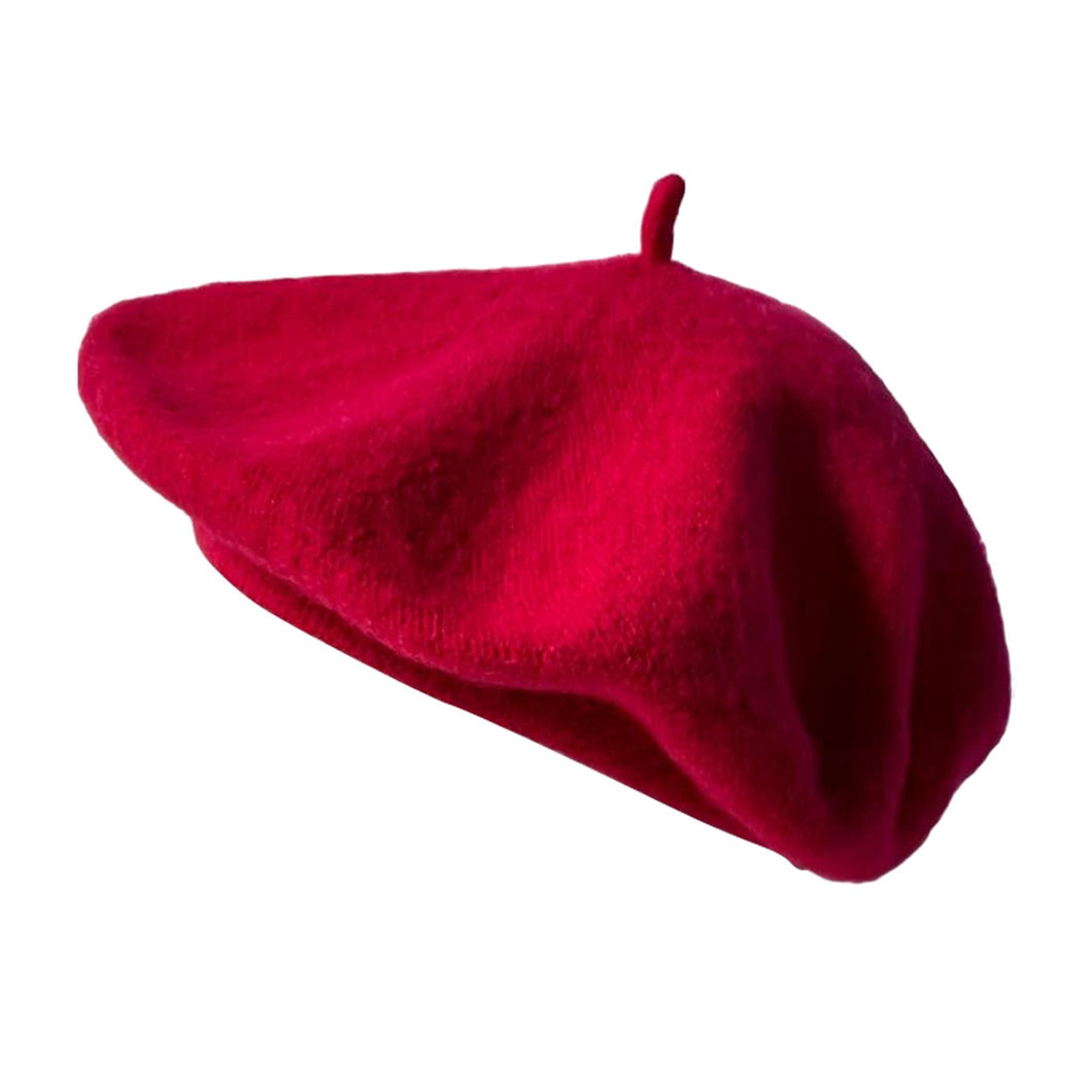 Rose Red Beret Hat | Classic wool hat | One size | French cap |  Fancy dress theme hat | Vintage French Beret solid colour | Unisex style ideal for men and women