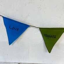 Load image into Gallery viewer, Affirmation Multi Coloured Bunting | Hope, Faith, Love, Happiness, Believe, Dream and Peace | Well Being Bunting | 190 cm length flags measure 14cm |Garland for Garden Wedding Birthday Indoor Outdoor