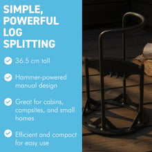 Load image into Gallery viewer, 𝗖𝗔𝗦𝗧 𝗜𝗥𝗢𝗡 𝗪𝗢𝗢𝗗 𝗦𝗣𝗟𝗜𝗧𝗧𝗘𝗥 | 36.5cm (H) (14”) | Wood & Kindling Splitting Tool | Firewood Cutter with Pre-Drilled Base | Splitting Blade | Fireplace Decor