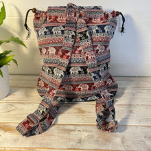 Load image into Gallery viewer, ELEPHANT BACKPACK| Bag with front and inside pocket | Red and blue bag | Unisex bags | Backpack for beach and travel | Elephant gifts | 35cm (L) x 34cm (W)