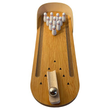 Load image into Gallery viewer, 30cm Wooden Desktop Bowling Game: 10 Pins & Metal Ball - Perfect for Strategy, Party and Family Fun