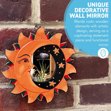 Load image into Gallery viewer, Wooden Sun and Moon Decorative Mirror | Stylish Wall Hanging for Home Decor