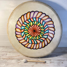 Load image into Gallery viewer, Decorated 50cm Shamanic Celebration Hand Drum with Beater- acoustic-Drumming Reduces Tension, Anxiety, and Stress.