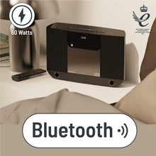 Load image into Gallery viewer, Wall Mountable CD Player with Bluetooth | Compact 40W Hi-Fi Stereo System | FM Radio, 20 Presets, & Custom EQ Settings | AUX input, 3.5mm Jack | MP3 Playback | Remote Control | OAKCASTLE HIFI100