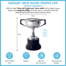 Load image into Gallery viewer, Elegant 18cm Silver Trophy Cup, Champagne Coupe design - Ideal Award for achievements & celebrations