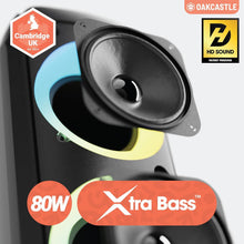 Load image into Gallery viewer, Portable Bluetooth Party Speaker | 80W Power & Rechargeable Battery up to 5H | Big Bluetooth Speaker 2.0 with Wired Microphone | Karaoke Mode, Party LED Lights & EQ Control | Oakcastle PS200