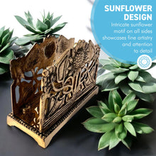 Load image into Gallery viewer, Art Nouveau Style Polished Brass Sunflower Letter Rack – Decorative Notelet & Letter Holder for Home or Office