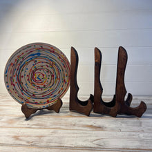 Load image into Gallery viewer, Set of Four, 25cm, 9.5 inch Folding Wooden Plate Stands - Salver, Photo Plate, Display Stand, Wooden Bracket, Picture Frame Holder