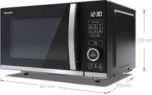 Load image into Gallery viewer, SHARP YC-QS204AU-B Compact 20 Litre 800W Digital FLATBED Microwave, 10 power levels, ECO Mode, defrost function, LED cavity light – Black