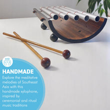 Load image into Gallery viewer, Indonesian style Xylophone with 5 pipes, Traditional wood and metal Percussion Instrument