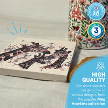 Load image into Gallery viewer, GIRAFFE STONE COASTER | Stone Coasters | Animal novelty gift | Coaster for glass, mugs and cups| Square coaster for drinks | Giraffe gift | Meg Hawkins art | 10cm x 10cm
