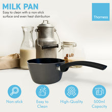 Load image into Gallery viewer, NON-STICK ALUMINIUM 1 PINT| 500ML MILK PAN | Milk saucepan | Cooking | Hot Milk | Double Pouring Lips | Milk Pan | Ergonomic Heat Resistant Handle
