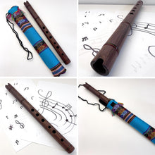 Load image into Gallery viewer, Handcrafted Wooden Andean Quena Flute, Jacaranda Wood with Decorative Protective Carry Bag