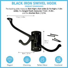 Load image into Gallery viewer, Four-way Folding Coat Hook | Black Swivel Hook