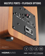 Load image into Gallery viewer, Brand New Majority D100X Walnut Active Bookshelf Speakers – 100W Bluetooth 5.3 Stereo Hi-Fi System for Turntables, TV, PC & Vinyl Lovers