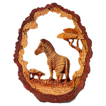 Load image into Gallery viewer, 𝗭𝗘𝗕𝗥𝗔 𝗦𝗖𝗘𝗡𝗘 Resin Sculpture Wood Effect Wildlife Home Décor